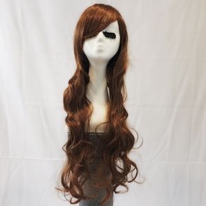 New Goddess length brown curly wavy wig cosplay
